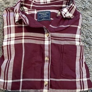 Maroon Abercrombie plaid-check shirt “Flannel” size SMALL